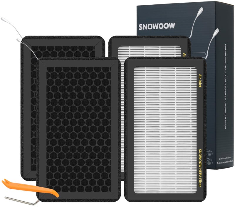 SNOWOOW Tesla Model 3 Model Y Air Filter HEPA 4 Pack with Activated Carbon Tesla Cabin Air Filter Replacement (2016-2024) - Image 1